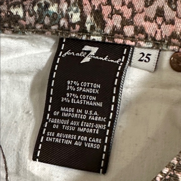 7 For All Mankind Pink and Brown Patterned Skinny Jeans - Picture 6 of 6